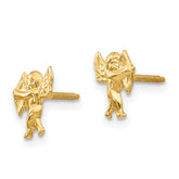 14K Gold Cupid Button Earrings with Polished Finish for Women